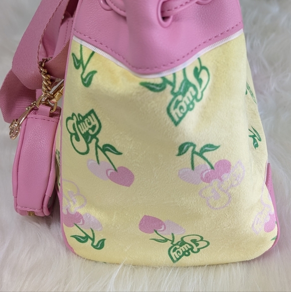 Juicy Couture Pink & Yellow Y2K Cherry Daydreamer Purse w/ Detachable Coin Purse - Picture 5 of 17